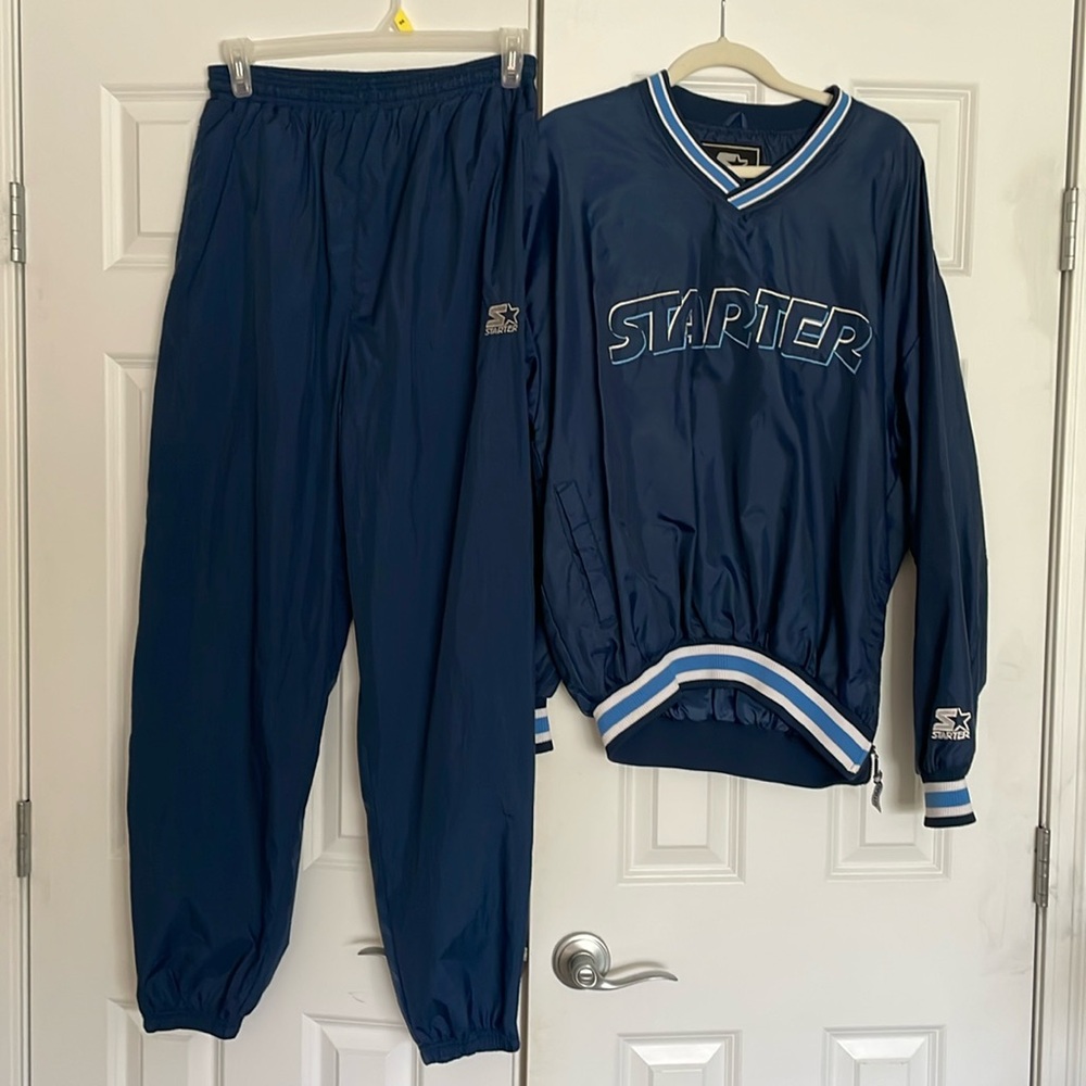 STARTER navy blue  jacket & athletic pants set Men’s size Large